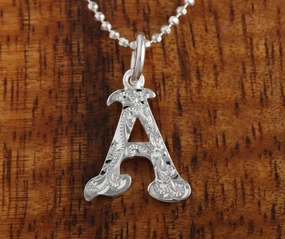 Sterling Silver Hawaiian Scroll Initial Pendant (S) (Chain Sold Separately)