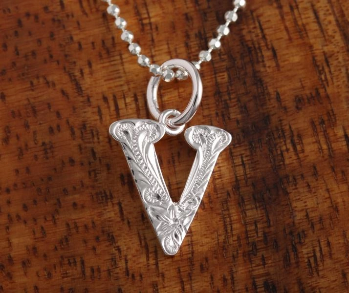 Sterling Silver Hawaiian Scroll Initial Pendant (S) (Chain Sold Separately)