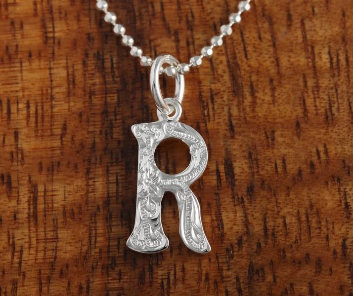 Sterling Silver Hawaiian Scroll Initial Pendant (S) (Chain Sold Separately)