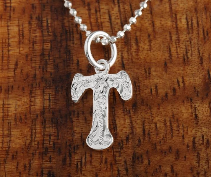 Sterling Silver Hawaiian Scroll Initial Pendant (S) (Chain Sold Separately)