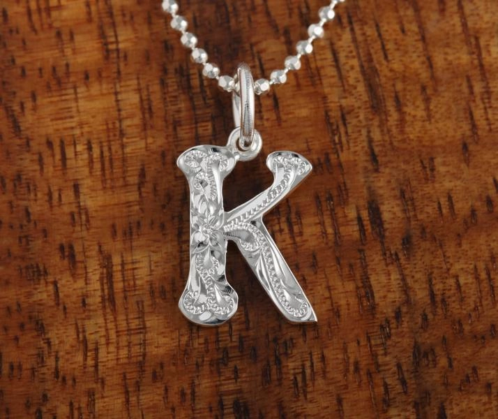 Sterling Silver Hawaiian Scroll Initial Pendant (S) (Chain Sold Separately)