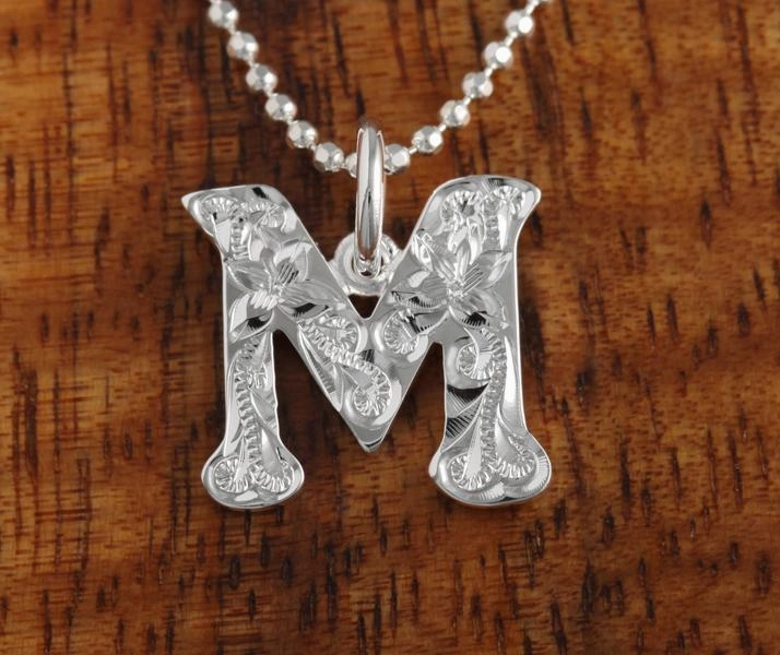 Sterling Silver Hawaiian Scroll Initial Pendant (S) (Chain Sold Separately)