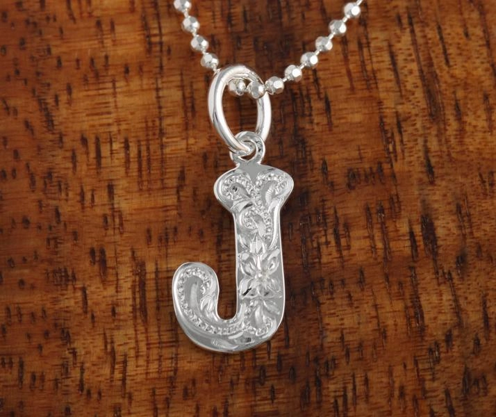 Sterling Silver Hawaiian Scroll Initial Pendant (S) (Chain Sold Separately)