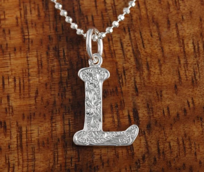 Sterling Silver Hawaiian Scroll Initial Pendant (S) (Chain Sold Separately)