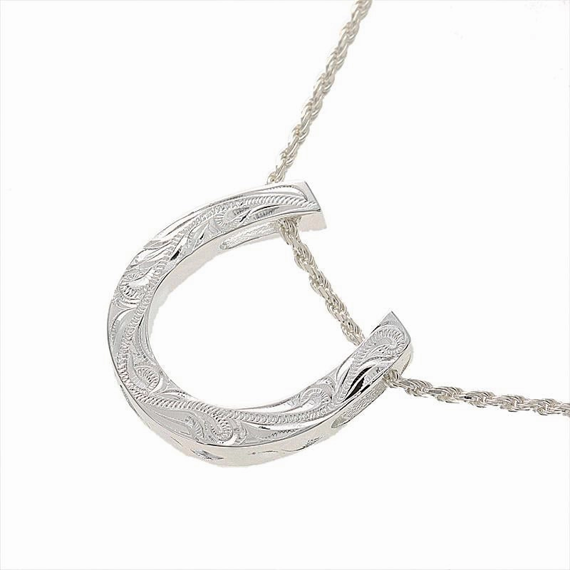 Sterling Silver Hawaiian Scroll Open Horse Shoe Pendant (Chain Sold Separately)
