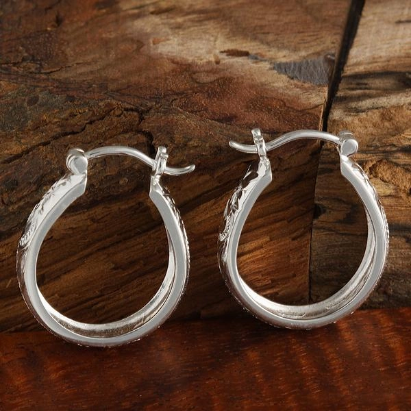 Sterling Silver Hawaiian Scroll Oval Hinged Back Earrings (S/L)