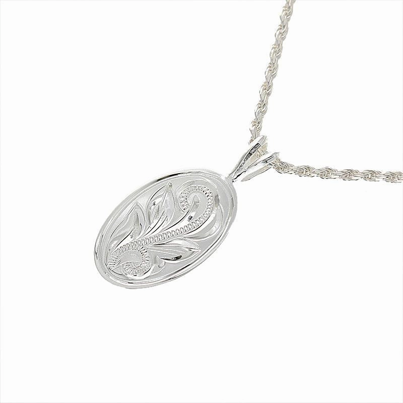 Sterling Silver Hawaiian Scroll Oval Plate Pendant (Chain Sold Separately)