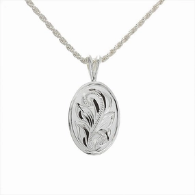 Sterling Silver Hawaiian Scroll Oval Plate Pendant (Chain Sold Separately)