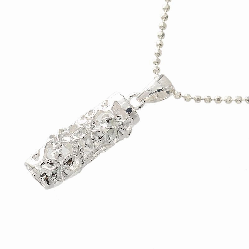 Sterling Silver Hawaiian Scroll Plumeria Tube Pendant (Chain Sold Separately)