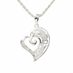 Sterling Silver Hawaiian Scroll See Through Heart Pendant (Chain Sold Separately)