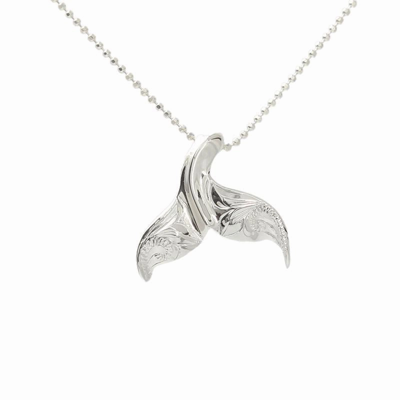 Sterling Silver Hawaiian Scroll Small Whale Tail Pendant (Chain Sold Separately)