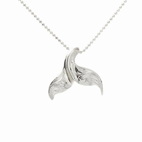 Sterling Silver Hawaiian Scroll Small Whale Tail Pendant (Chain Sold Separately)