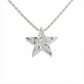 Sterling Silver Hawaiian Scroll Star Pendant (Chain Sold Separately)