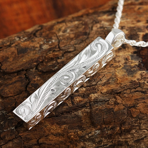 Sterling Silver Hawaiian Scroll Vertical Pendant (Chain Sold Separately)