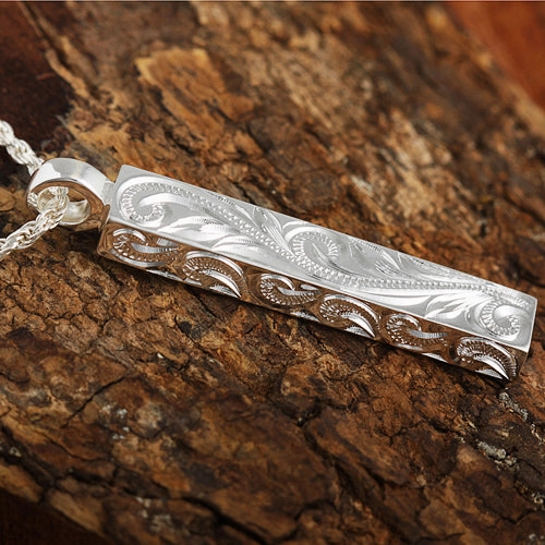 Sterling Silver Hawaiian Scroll Vertical Pendant (Chain Sold Separately)