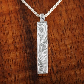 Sterling Silver Hawaiian Scroll Vertical Pendant (Chain Sold Separately)