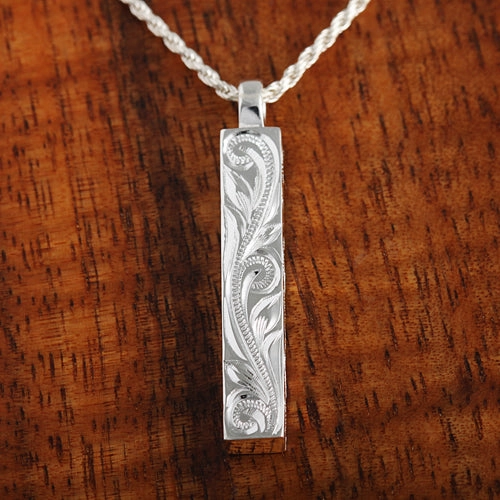Sterling Silver Hawaiian Scroll Vertical Pendant (Chain Sold Separately)