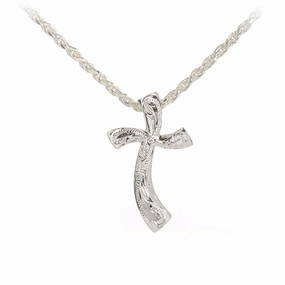 Sterling Silver Hawaiian Scroll Wave Cross Pendant (S/L) (Chain Sold Separately)