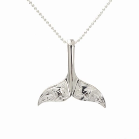 Sterling Silver Hawaiian Scroll Whale Tail Pendant (Chain Sold Separately)
