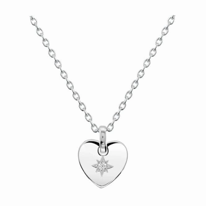 Sterling Silver Heart Cubic Zirconia Star Pendant 9090CZ