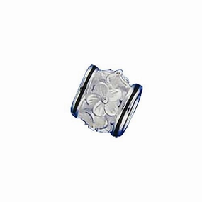 Sterling Silver Hibiscus Black Border Barrel Pendant (Chain Sold Separately)