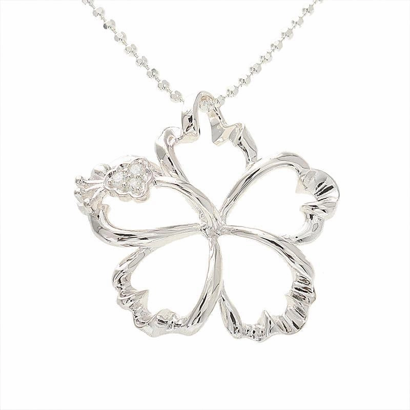 Sterling Silver Hibiscus with CZ Outline Pendant (XS/S/L/XL) (Chain Sold Separately)