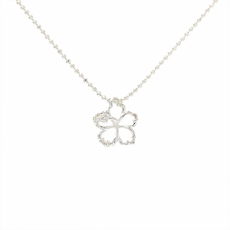 Sterling Silver Hibiscus with CZ Outline Pendant (XS/S/L/XL) (Chain Sold Separately)