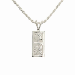 Sterling Silver Honu (Hawaiian Turtle) and Quilt Vertical Pendant 8mm (Chain Sold Separately)