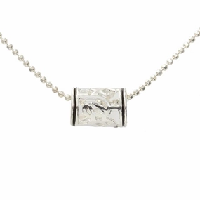 Sterling Silver Honu (Hawaiian Turtle) Black Border Barrel Pendant (Chain Sold Separately)