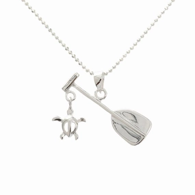 Sterling Silver Honu (Hawaiian Turtle) Paddle Pendant (Chain Sold Separately)