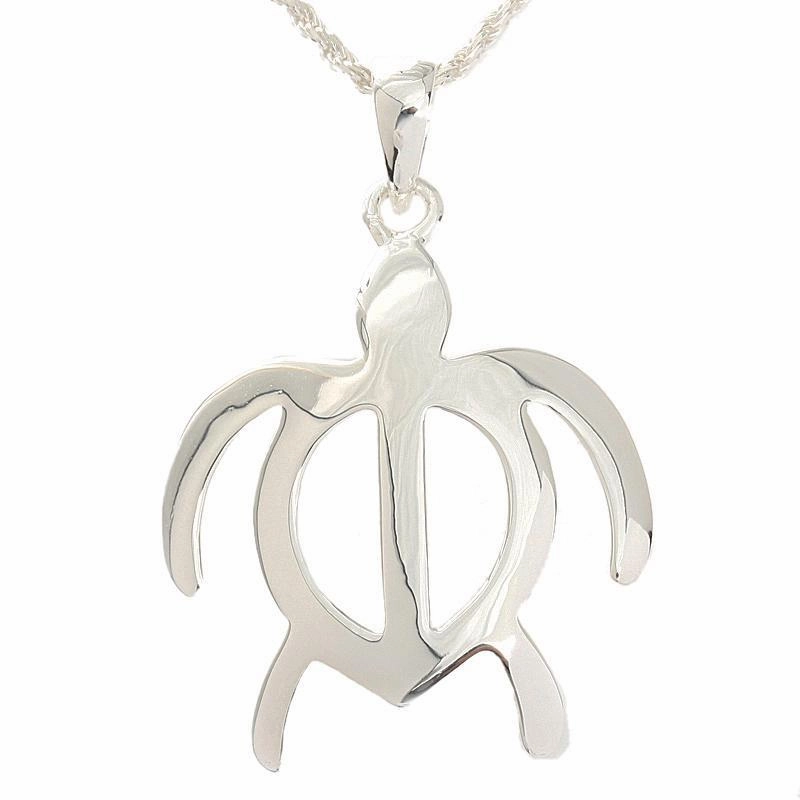 Sterling Silver Honu (Hawaiian Turtle) Pendant (XS/M/L/XXL/XXXL) (Chain Sold Separately)