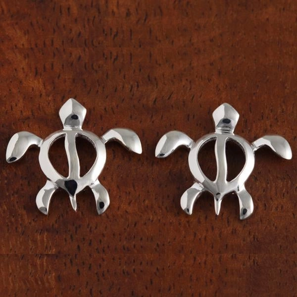 Sterling Silver Honu (Hawaiian Turtle) Post Earrings (S/M)