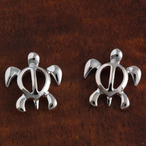 Sterling Silver Honu (Hawaiian Turtle) Post Earrings (S/M)