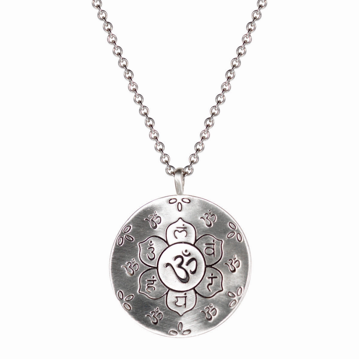 Sterling Silver Large Chakra Flower Pendant