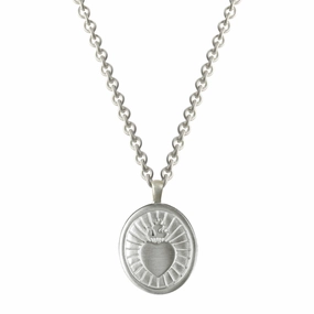 Sterling Silver Large Heart with Flames Pendant