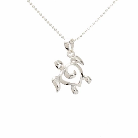 Sterling Silver Left Side Honu (Hawaiian Turtle) Pendant (Chain Sold Separately)