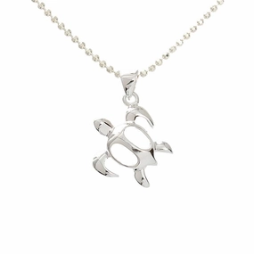 Sterling Silver Left Side Honu (Hawaiian Turtle) Pendant (Chain Sold Separately)