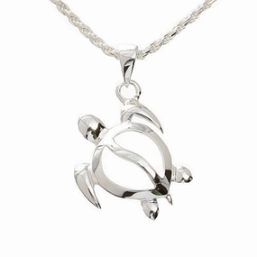 Sterling Silver Left Side Honu (Hawaiian Turtle) Pendant (Chain Sold Separately)