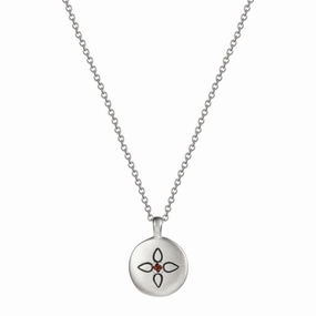 Sterling Silver Lotus Mandala Pendant with Garnet