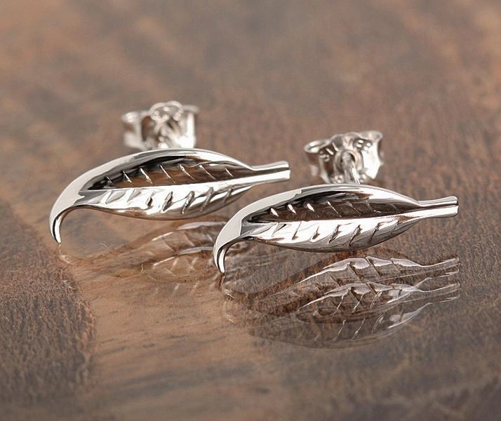 Sterling Silver Maile Leaf Post Earrings