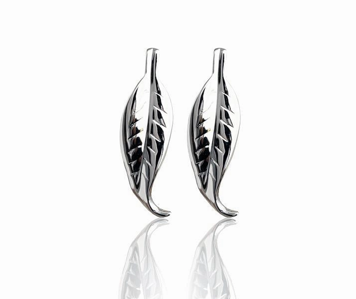 Sterling Silver Maile Leaf Post Earrings