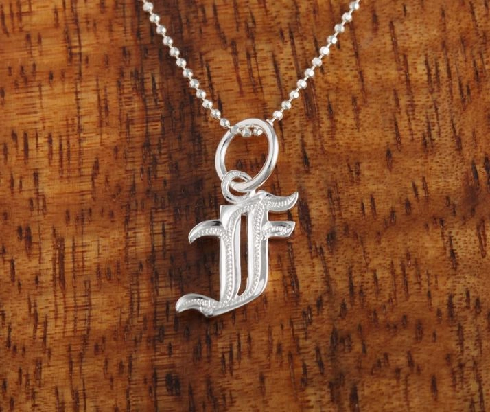Sterling Silver Old English Initial Pendant (Chain Sold Separately)