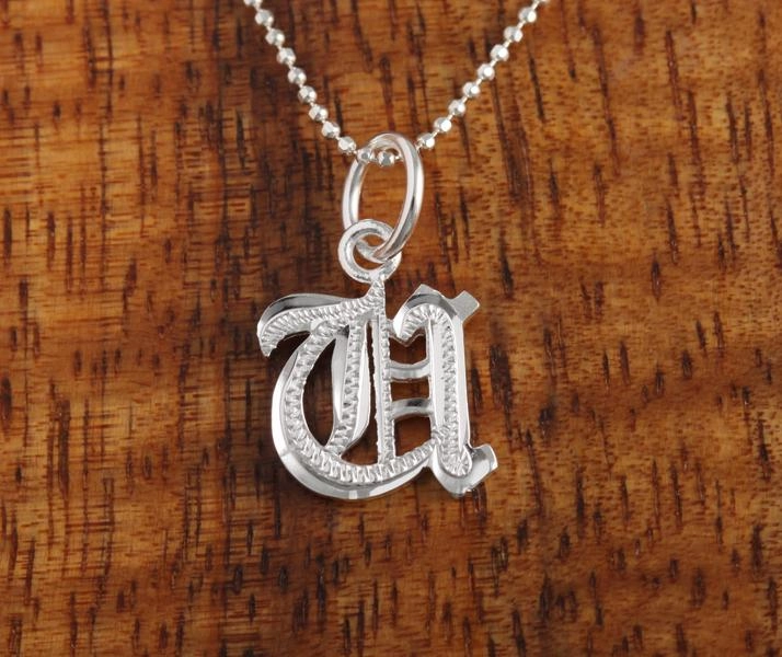 Sterling Silver Old English Initial Pendant (Chain Sold Separately)