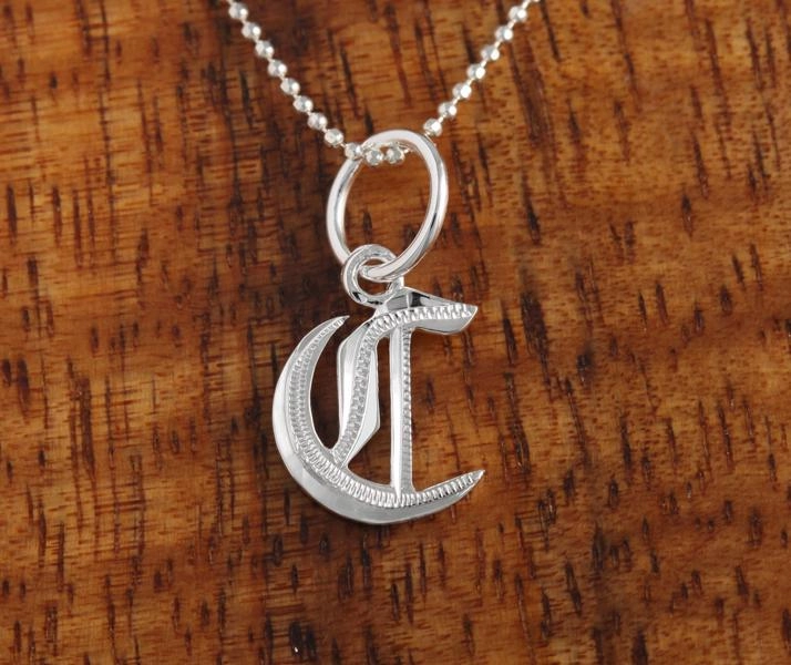 Sterling Silver Old English Initial Pendant (Chain Sold Separately)