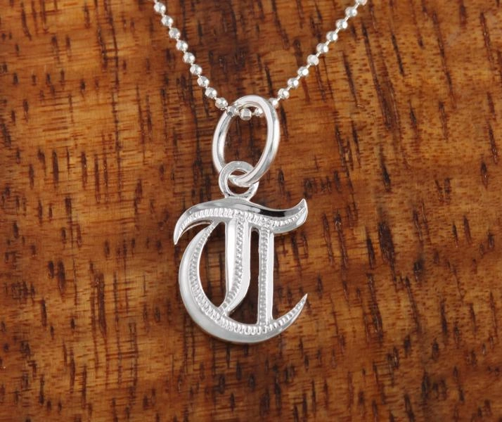 Sterling Silver Old English Initial Pendant (Chain Sold Separately)