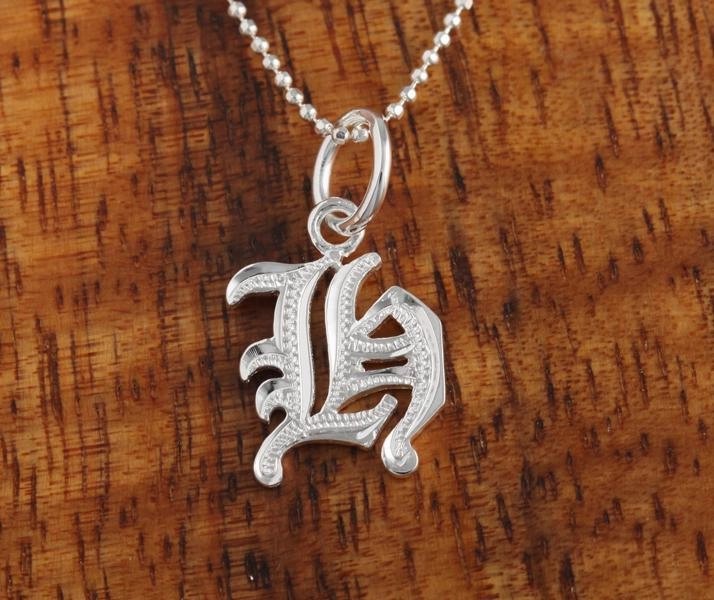 Sterling Silver Old English Initial Pendant (Chain Sold Separately)