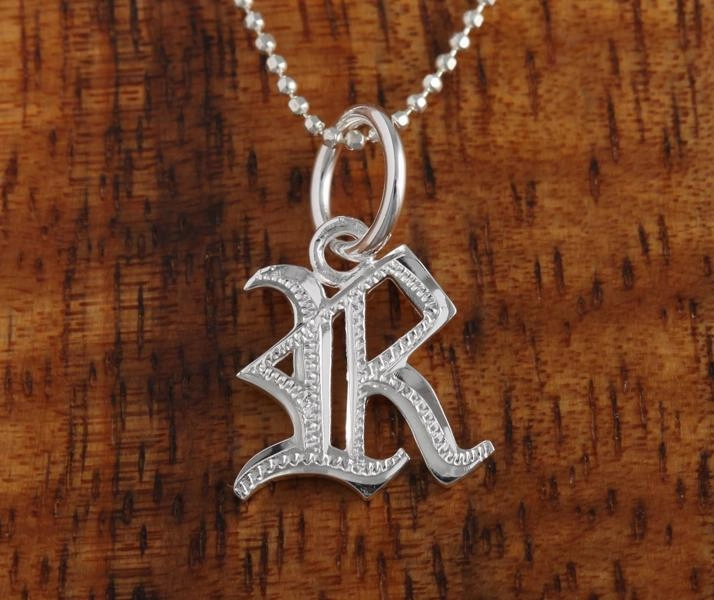 Sterling Silver Old English Initial Pendant (Chain Sold Separately)