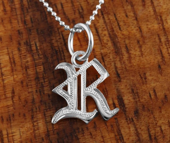 Sterling Silver Old English Initial Pendant (Chain Sold Separately)