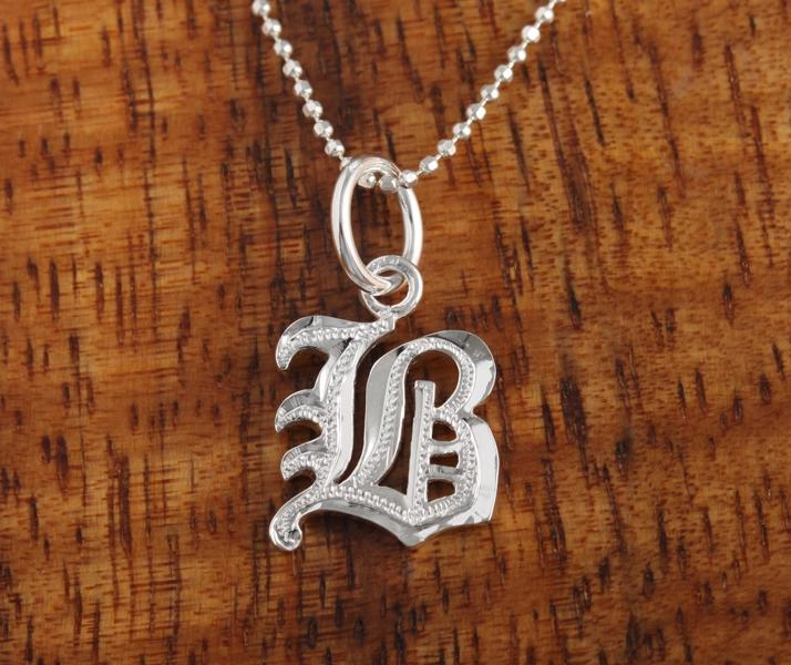Sterling Silver Old English Initial Pendant (Chain Sold Separately)