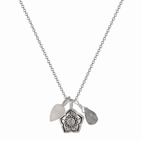 Sterling Silver Om Flower Trinket with Labradorite